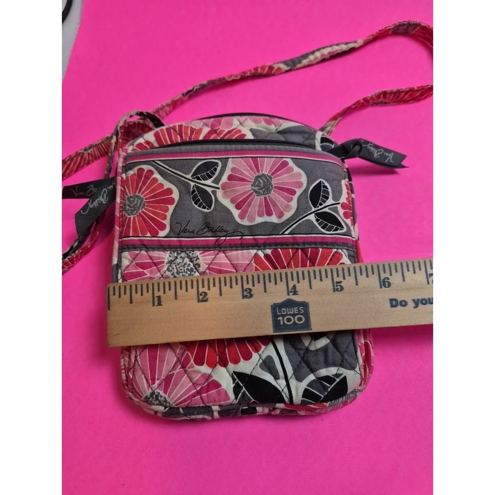 Vera Bradley Little Flap Hipster Crossbody‎ Bag Zinnia Floral Pink Grey Retired